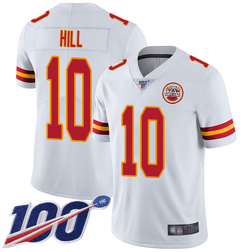 Men Kansas City Chiefs 10 Hill Tyreek White Vapor Untouchable Limited Player 100th Season Football Nike NFL Jersey